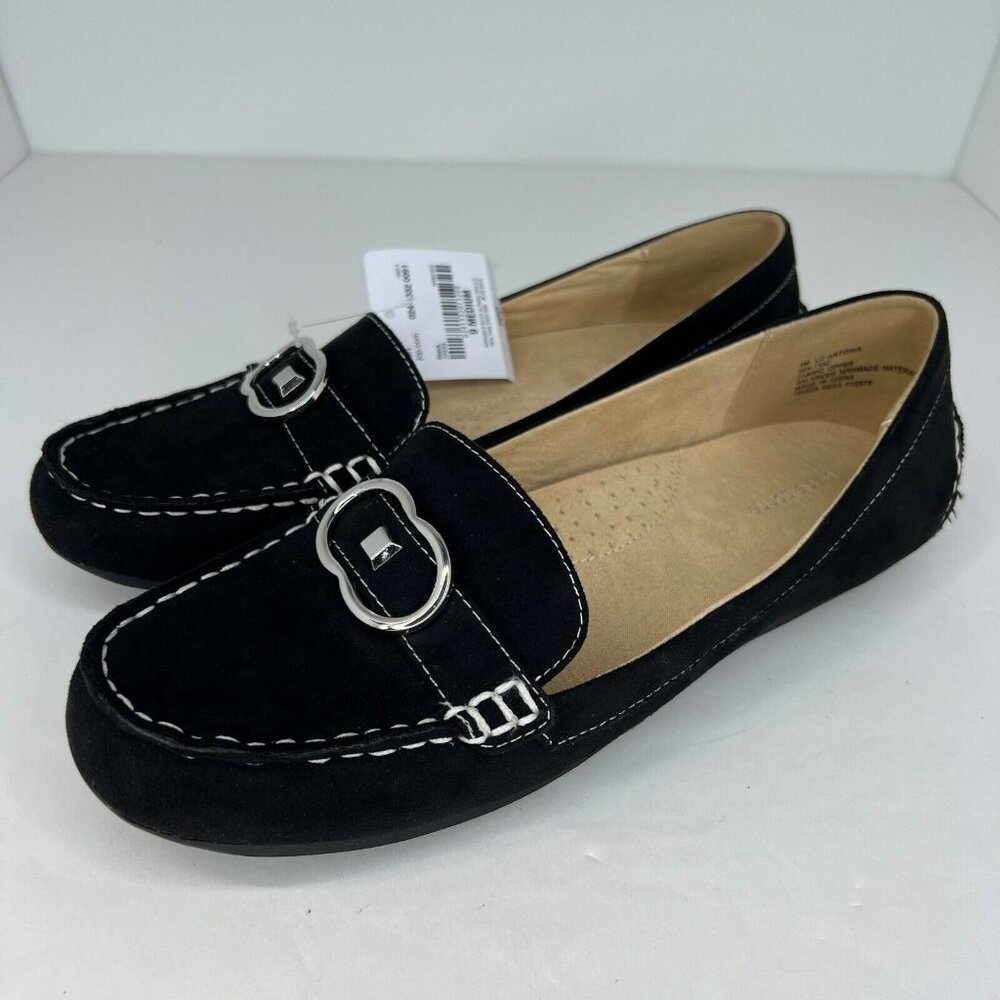 Liz Claiborne Womens 024-1332 Black Lc Antonia Fabric Slip-On Size 9M Loafers
